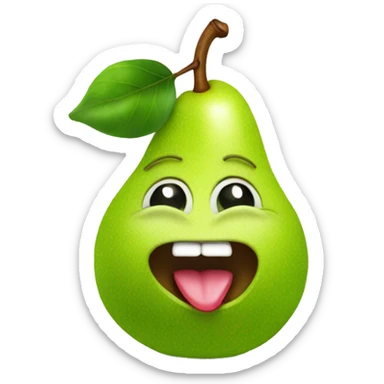 Green Cute pear with tongue sticker