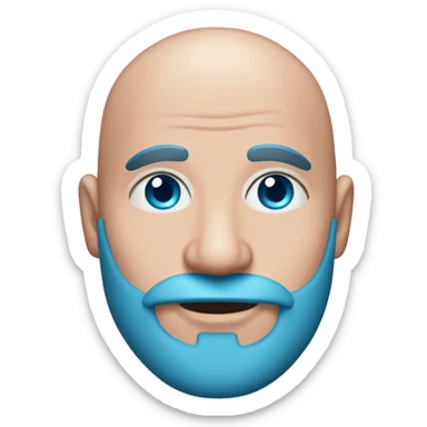 Bald man with fluorescent pink skin color and fluorescent blue beard, and rubberhose eyes showing 👌🏻 sticker