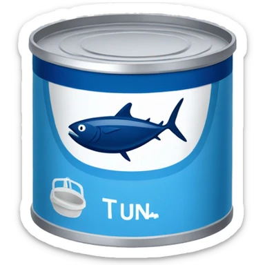  Blue can of tuna is a compact, cylindrical container designed to preserve and store tuna fish. sticker