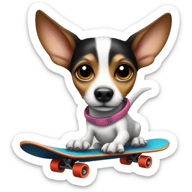 Rat terrier on a skateboard  sticker