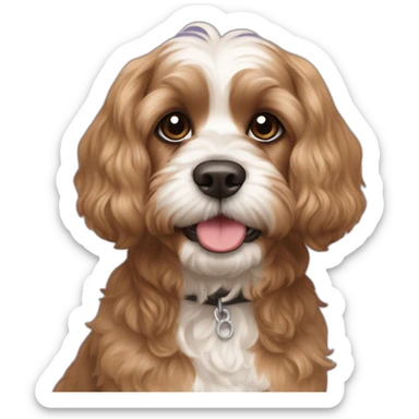 a King Charles cava poo with straight hair who is brown sticker