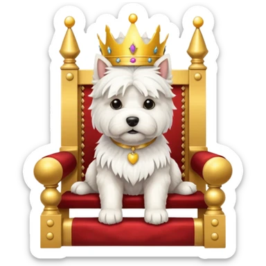 a west highland terrier sitting on a throne  sticker