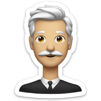 Un homme blanc avec un costume noir et une moustache noire et des cheveux noir plaqué sticker