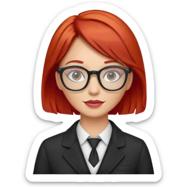 tailor woman with red hair and glasses sticker