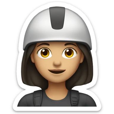 woman with long dark hair wearing a bike helmet sticker