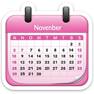 pink calendar of november 2025 in poppins text form sticker