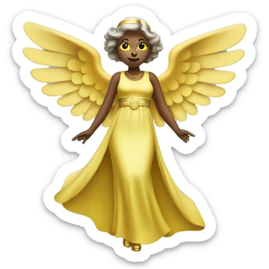 money angel lady in yellow whitish gown with dollar wings sticker