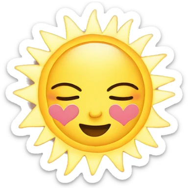 Morning sun with hearts and girl sticker