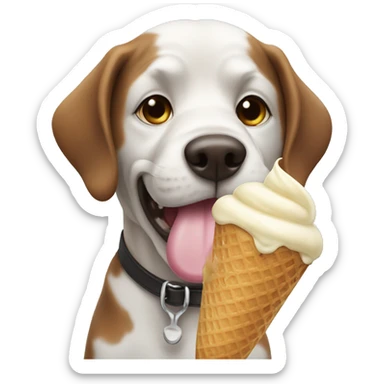 Dog eating ice cream sticker