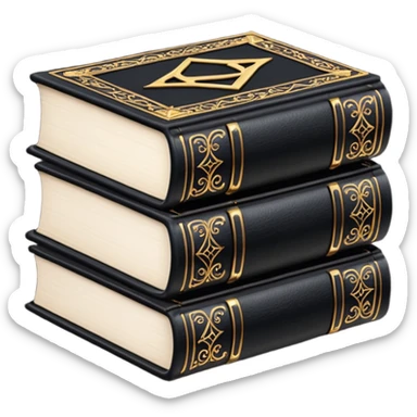 5 black gothic books on top sticker