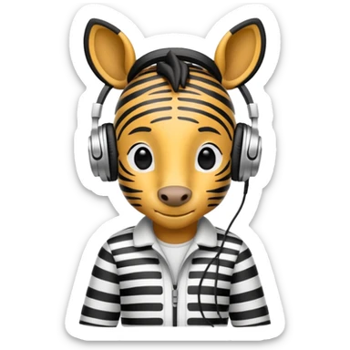 A zebra listening to music sticker
