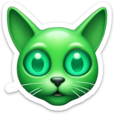 Green alien cat with 2 antennas  sticker