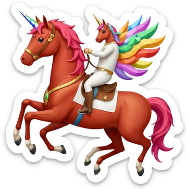 red horse agressive running unicorn money on the saddle sticker