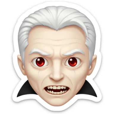 White skin white hair black eyes black clothes scary Vampire sticker