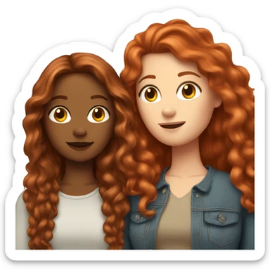 Long red haired woman with brunette woman best friends sticker