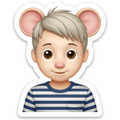 stripped shirt wearing Cute boy mice hair style. sticker