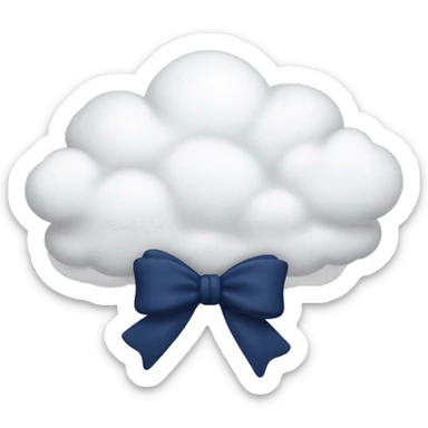 White cloud with a navy blue bow  sticker
