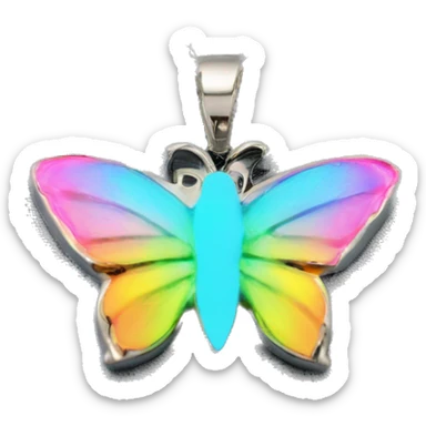 Baby blue chrome butterfly pendant rainbow sun dolphin glitter neon  sticker
