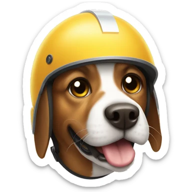 Dog with a helmet sticker