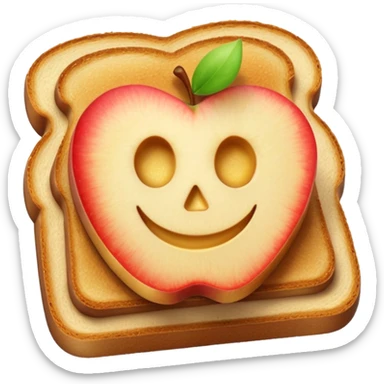 toast with apple slices on top, soft gradients emoji style, no text sticker