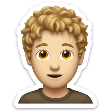 White boy, with light brown shaggy hair covering forehesd sticker
