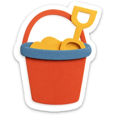 colorful and playful beach bucket and pail in paper-craft style sticker