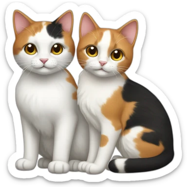 1 calico cat and 1 white cat sticker