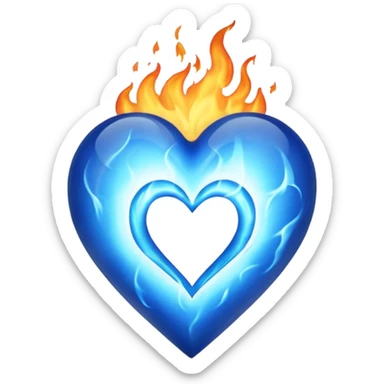 burning blue heart with blue flame sticker