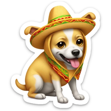 yellow cute dog dressed up as taco sticker