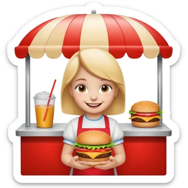 hamburger stand with a baby girl vendor sticker
