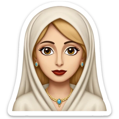 Cinematic Realistic Fairuz Portrait Emoji, depicted as an iconic Lebanese singer with graceful soulful expression and elegant attire, rendered with lifelike textures and warm radiant lighting that captures her timeless musical allure. sticker