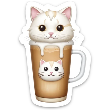 iced latte with a white cat head on the top sticker