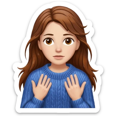 white woman with long brown hair and brown eyes, wearing a sweater, in the rain sticker