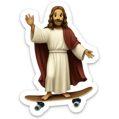 Jesus on a skateboard sticker