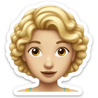femme, peau blanche, cheveux brun, yeux bleus sticker