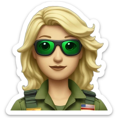 Blonde military Pilot with green uniform which is has a Turkish flag on right arm, pilot badge on chest, wearing sunglasses   sticker