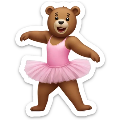 bear doing ballet in pink tutu sticker