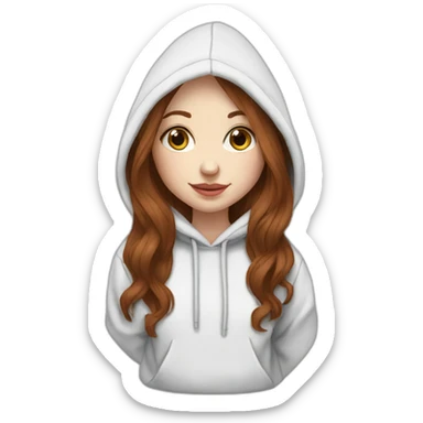 pale skin and long marron hair girl hoodie sticker