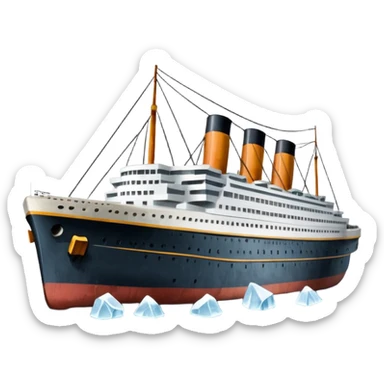 Titanic ship surrounded by floating ice, distressed look sticker