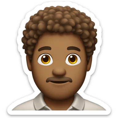 brown fluffy hair man with a polo shirt sticker