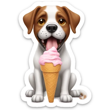 A dog eating ice cream sticker