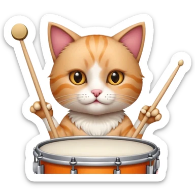 cat drummer cutest cool sticker