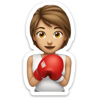 Emoji mujer enfadada con guantes de boxeo sticker