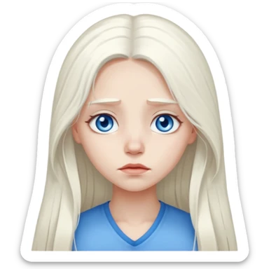 Pale girl with long white hair sad  sticker