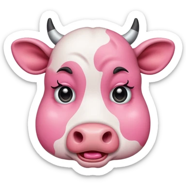 crying cow pink sticker