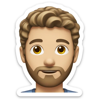 a young white man with gray eyes, a beard and short brown hair sticker