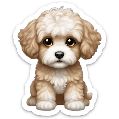 Maltipoo boy light brown dark brown ears sticker