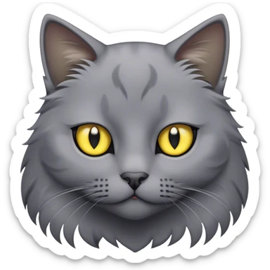 Gray cat with yellow eyes and black pupils sticker