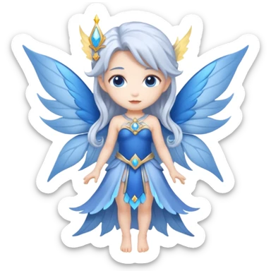  moon-fairy-queen-–-silver-hair,-blue-wings, chibi full body sticker