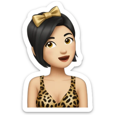 thai female singer in leopard costume short hair singing sticker